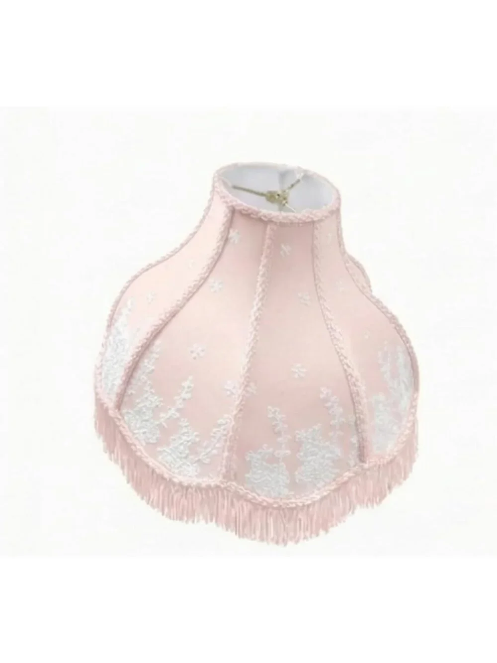 Victorian Scalloped Fringe Lamp Shade - Pink, 3.5 x 11 x 9, Easy Setup, Home